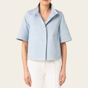 Akris Punto Short Sleeve Denim Car Coat